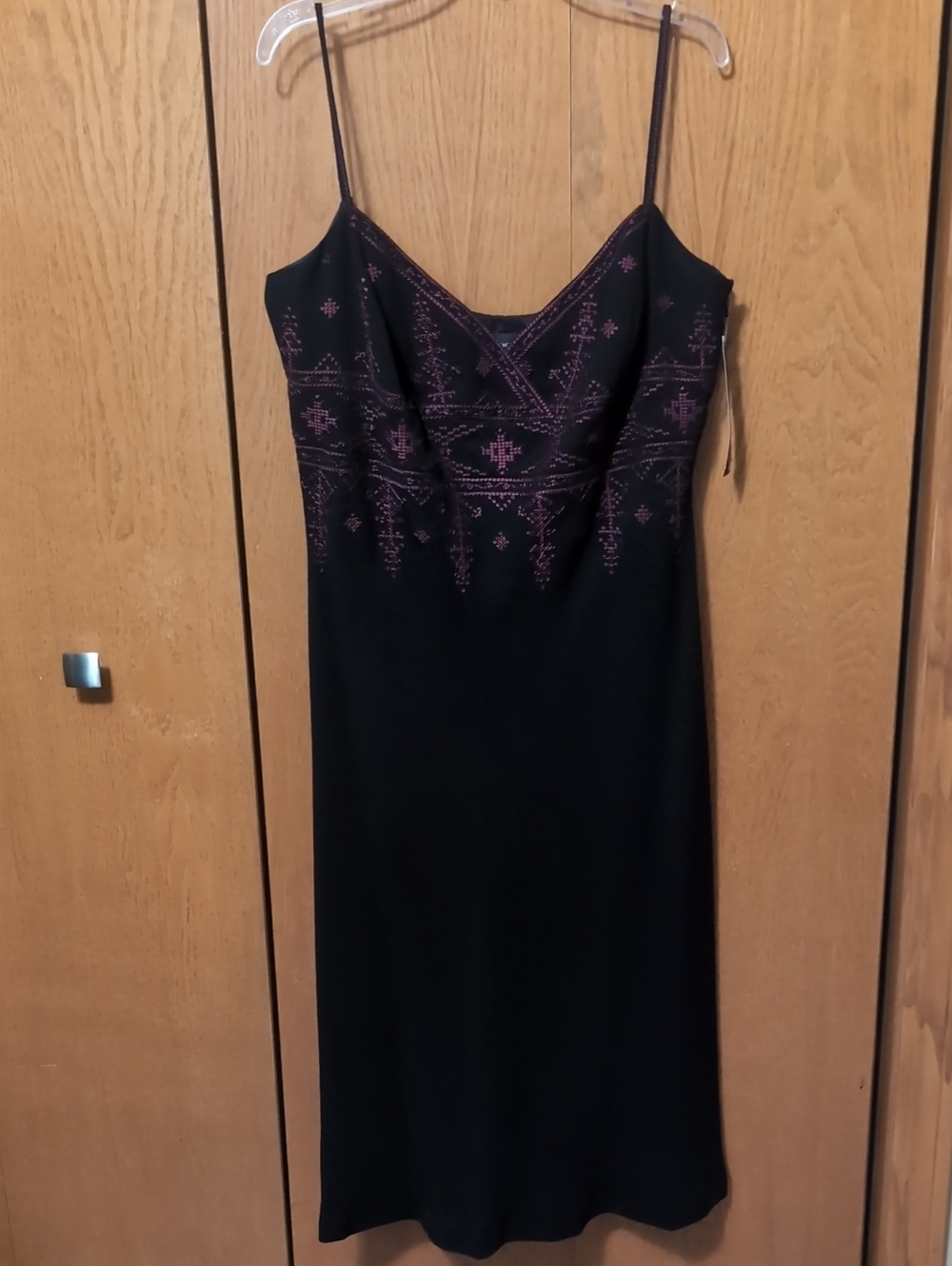 Jones New York Black Midi Dress with Purple Embroidery (12)